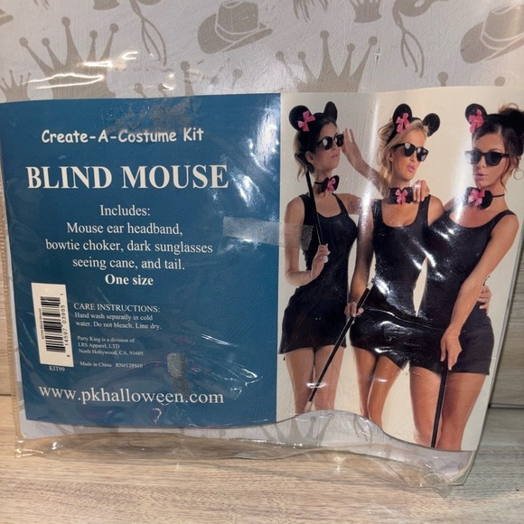 Spirit Blind Mouse Costume Kit - Black and Pink - Picture 1 of 2